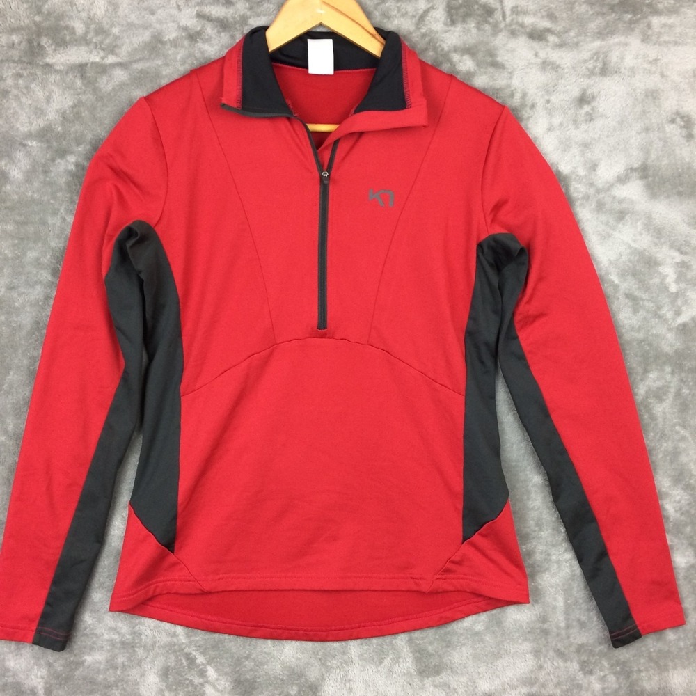 KARI TRAA Base Layer Top Womens Medium 1/4 Zip Thermal Mid Layer Polyester Red